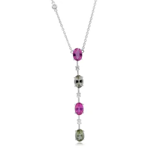 0.14ct Diamond and 1.80ct Garnet Necklace set in 14KT White Gold / GN178T