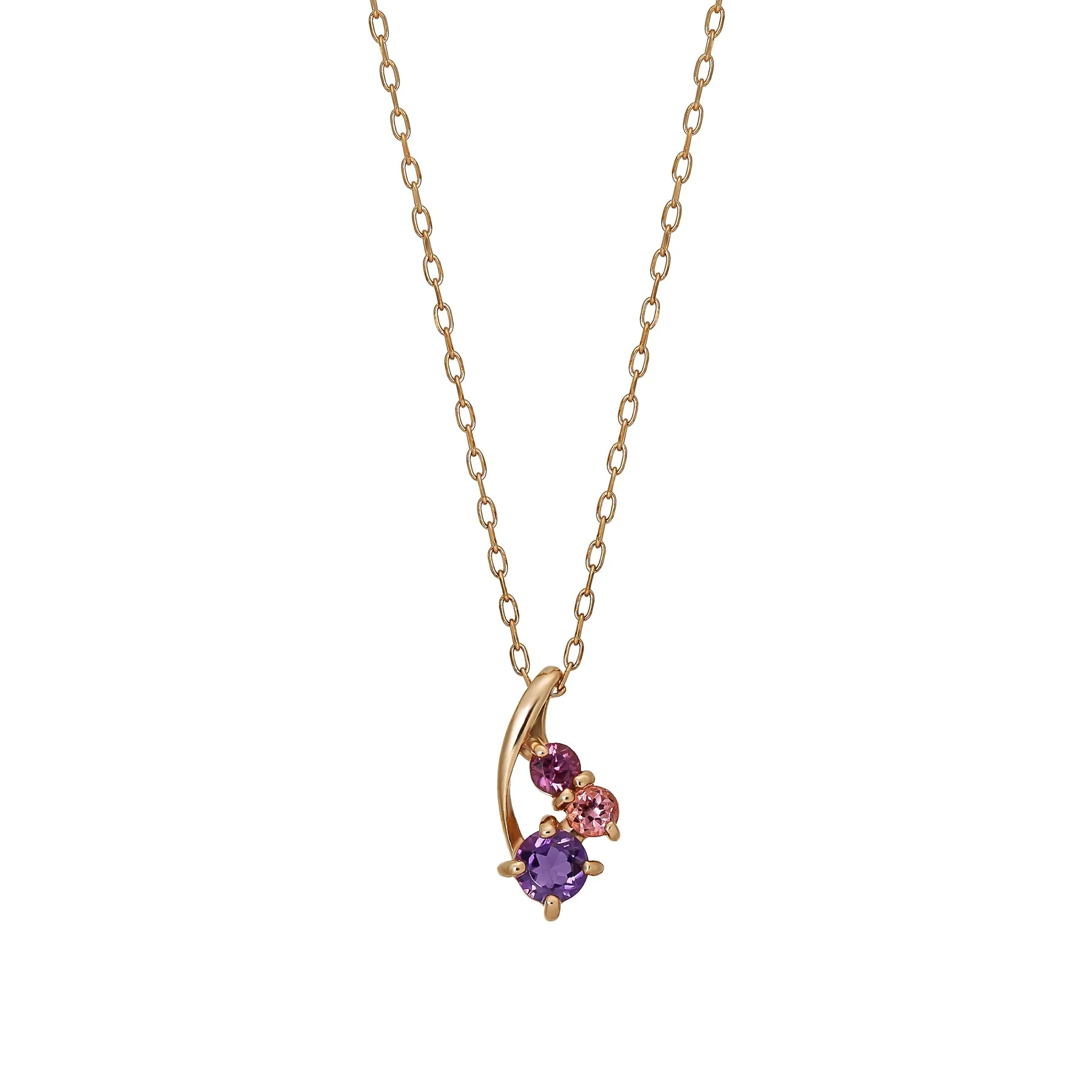 10K Multicolor Twisted Line Necklace (Rose Gold)