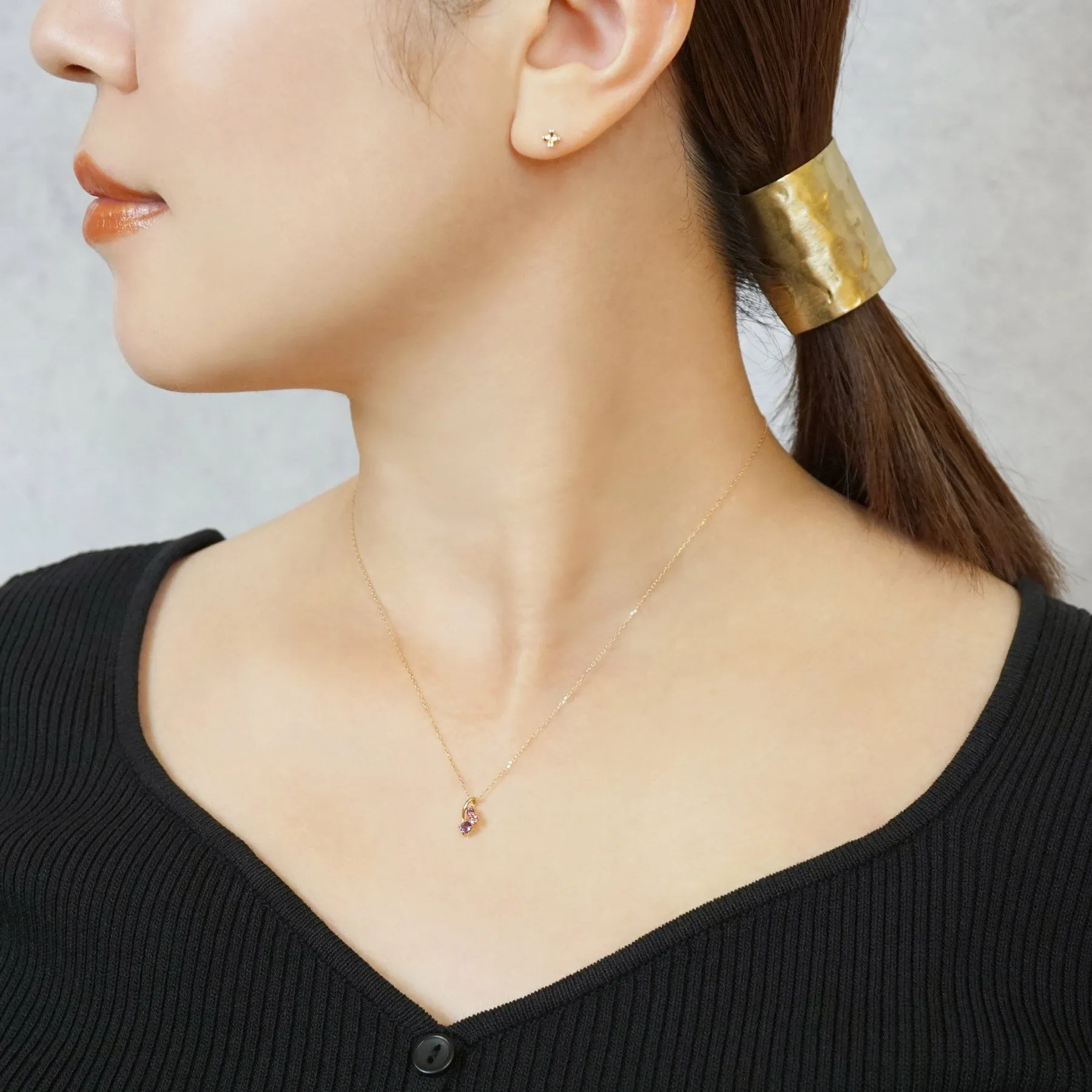 10K Multicolor Twisted Line Necklace (Rose Gold)