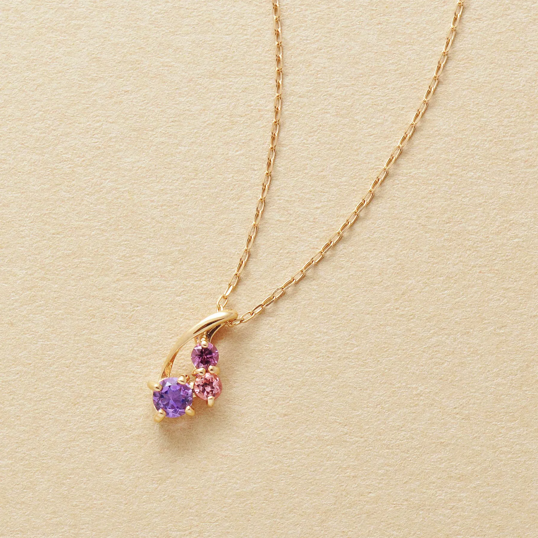 10K Multicolor Twisted Line Necklace (Rose Gold)
