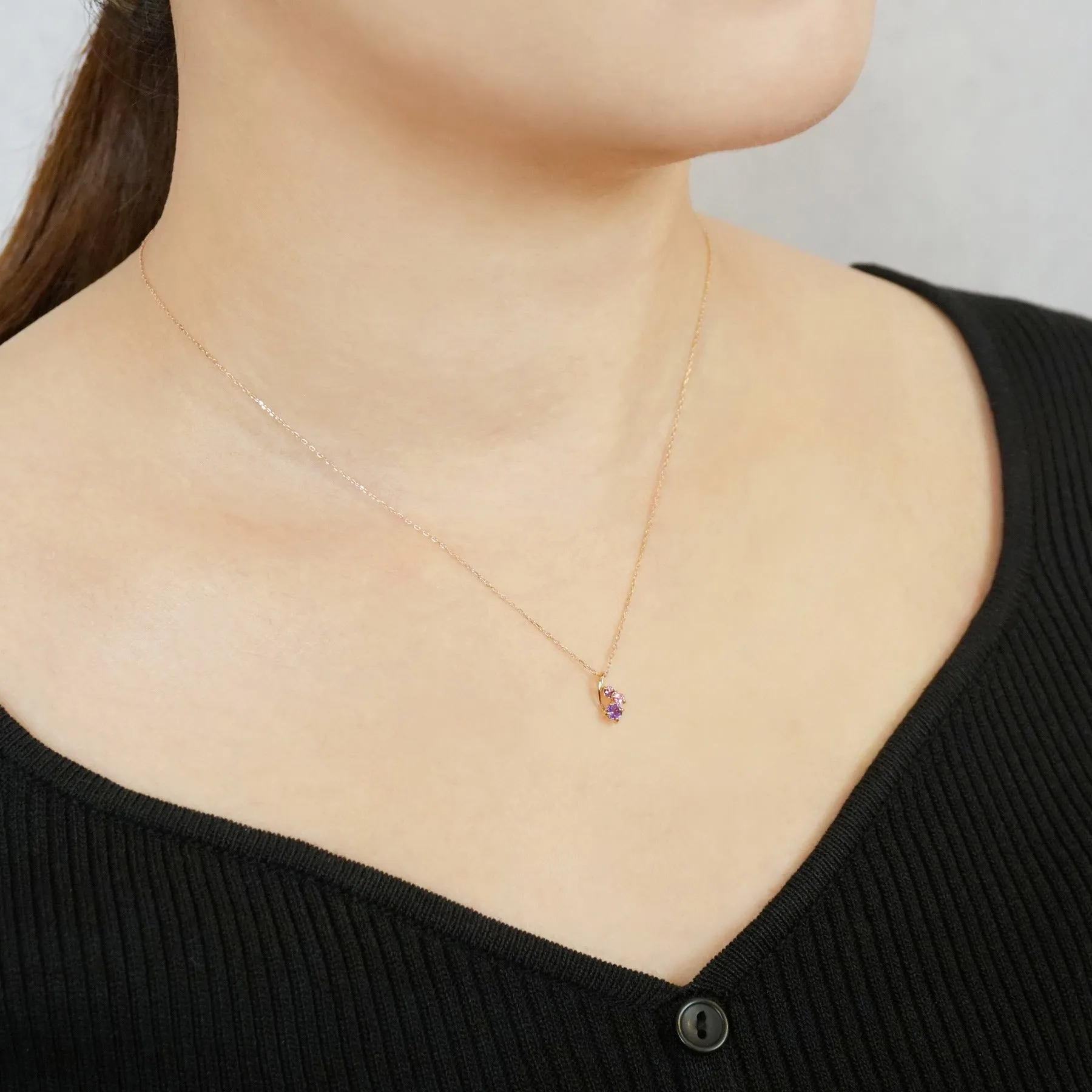 10K Multicolor Twisted Line Necklace (Rose Gold)