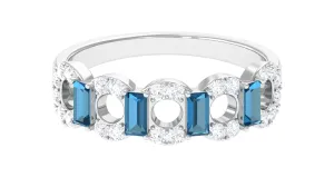 1.25 CT Designer London Blue Topaz and Diamond Half Eternity Ring
