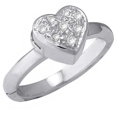 14k White Gold Heart Shape Toe Ring w/ Diamond