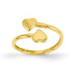 14k Yellow Gold Double Heart Toe Ring