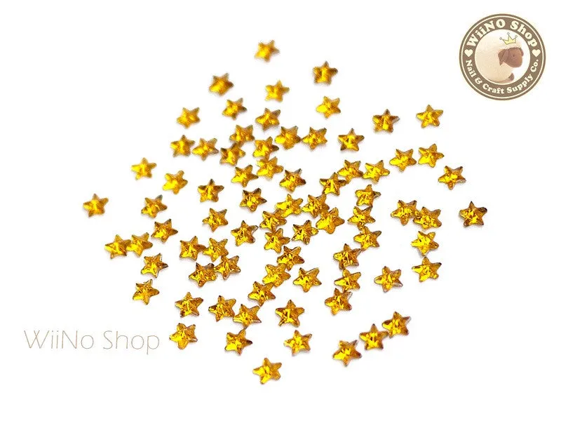 3mm Yellow Topaz Star Flat Back Acrylic Rhinestone Nail Art - 100 pcs