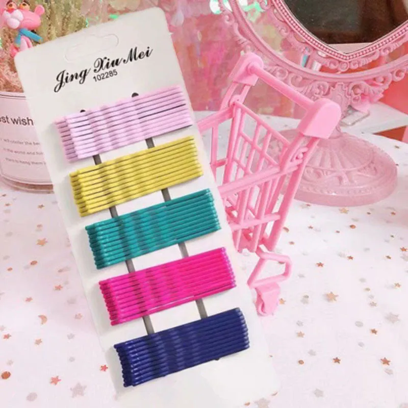 50 packs of Ya Ya with hairpin candy color small clips Korean net red color wind word chuck jewelry card female