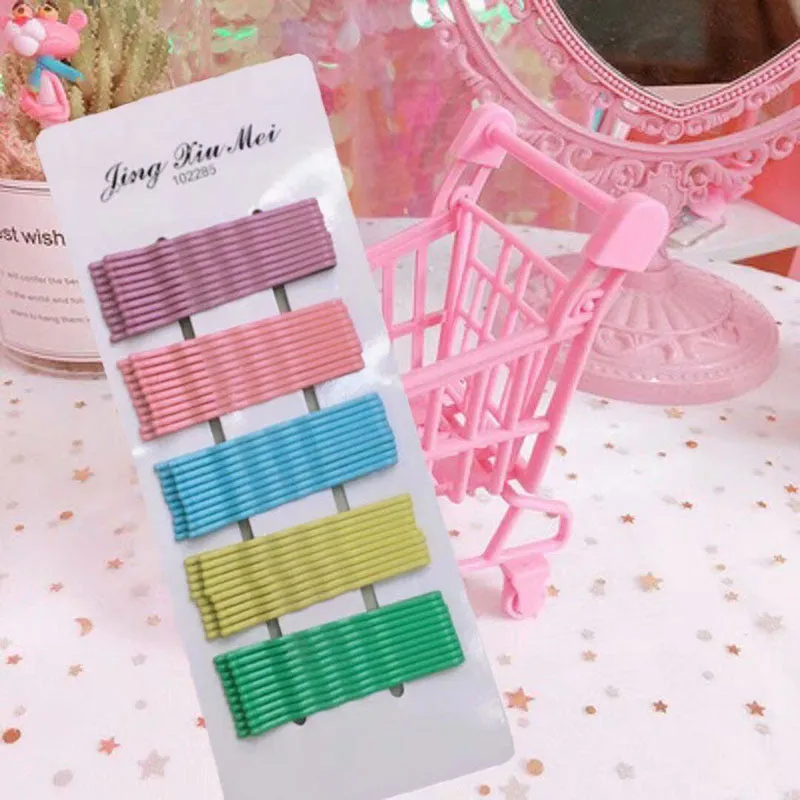 50 packs of Ya Ya with hairpin candy color small clips Korean net red color wind word chuck jewelry card female