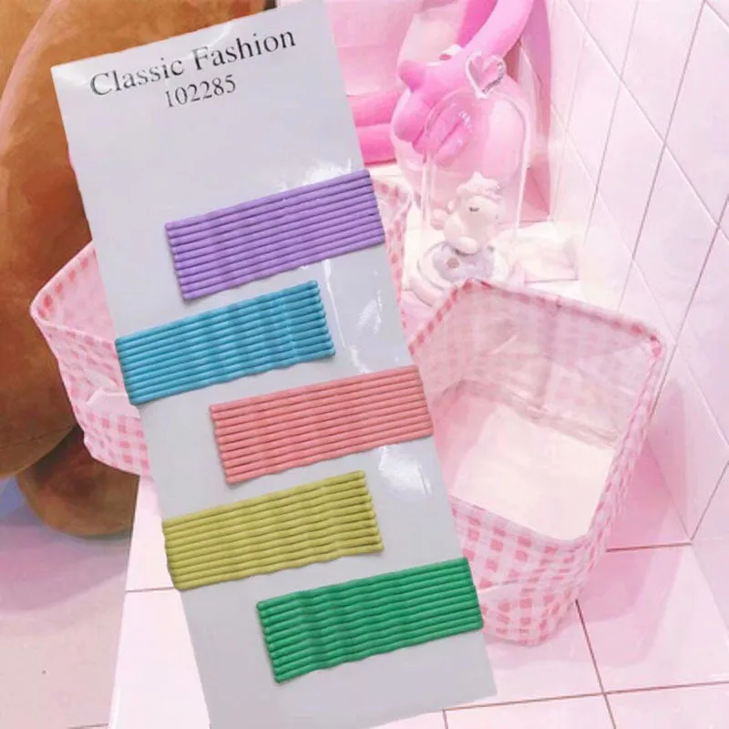 50 packs of Ya Ya with hairpin candy color small clips Korean net red color wind word chuck jewelry card female