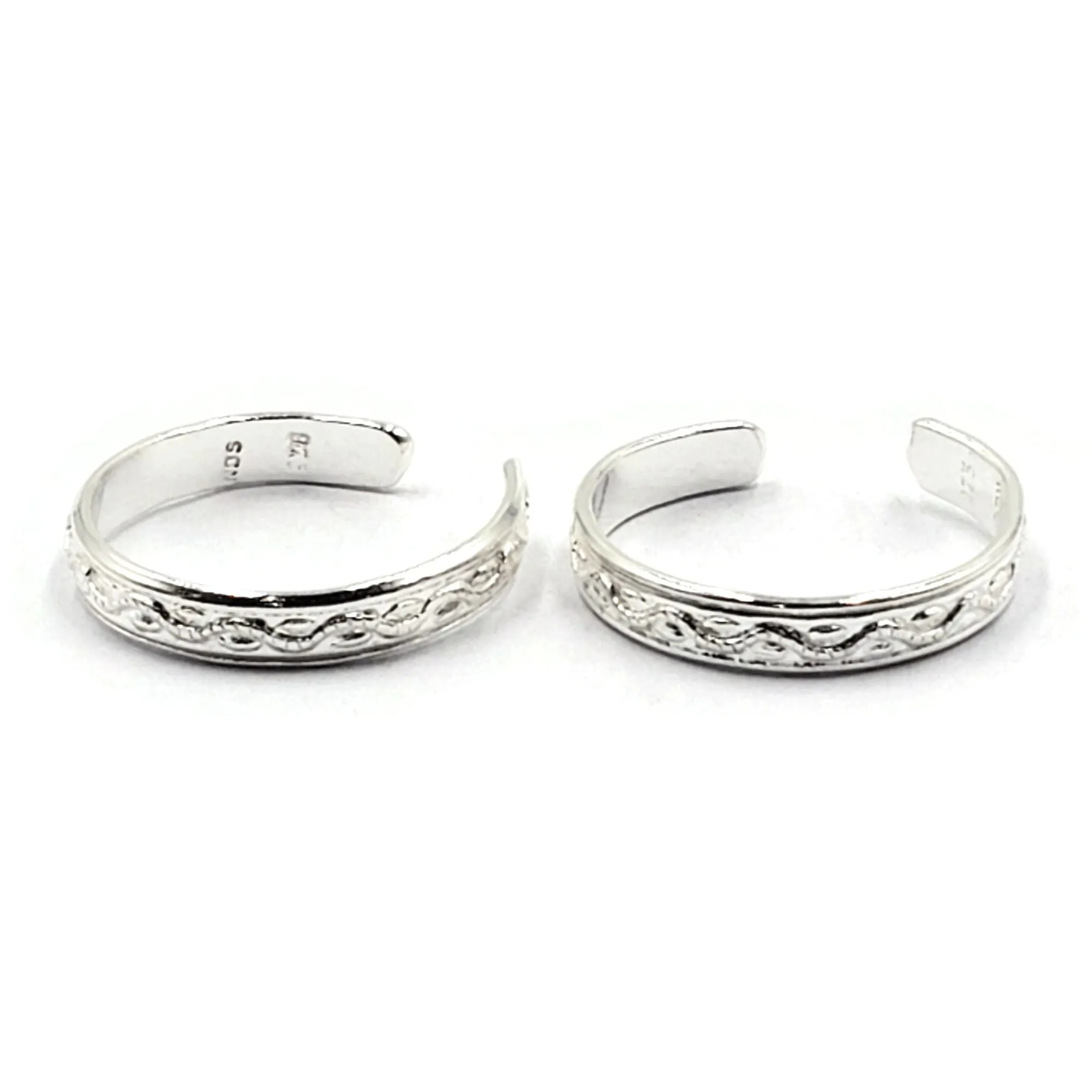 925 Sterling Silver Multicolor Toe-rings - Design #18