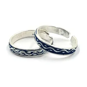 925 Sterling Silver Multicolor Toe-rings - Design #18