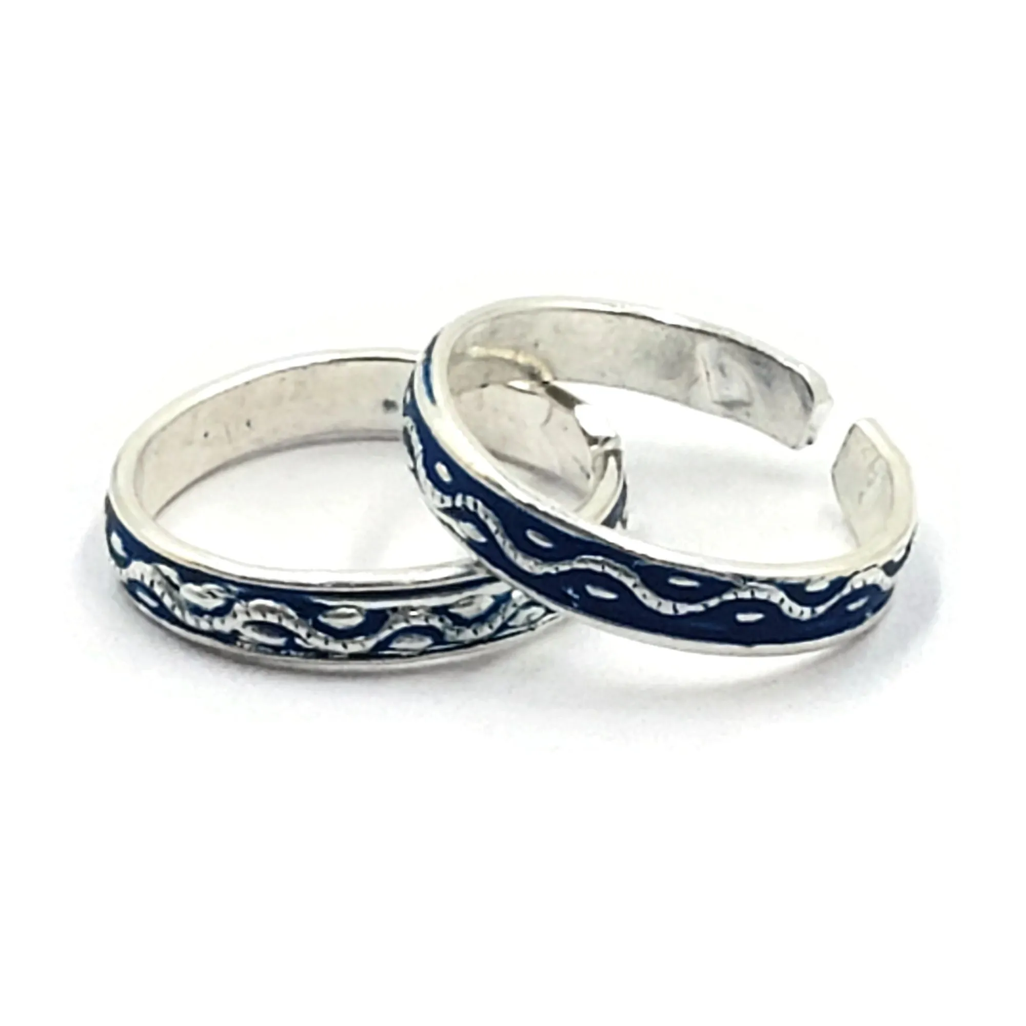 925 Sterling Silver Multicolor Toe-rings - Design #18