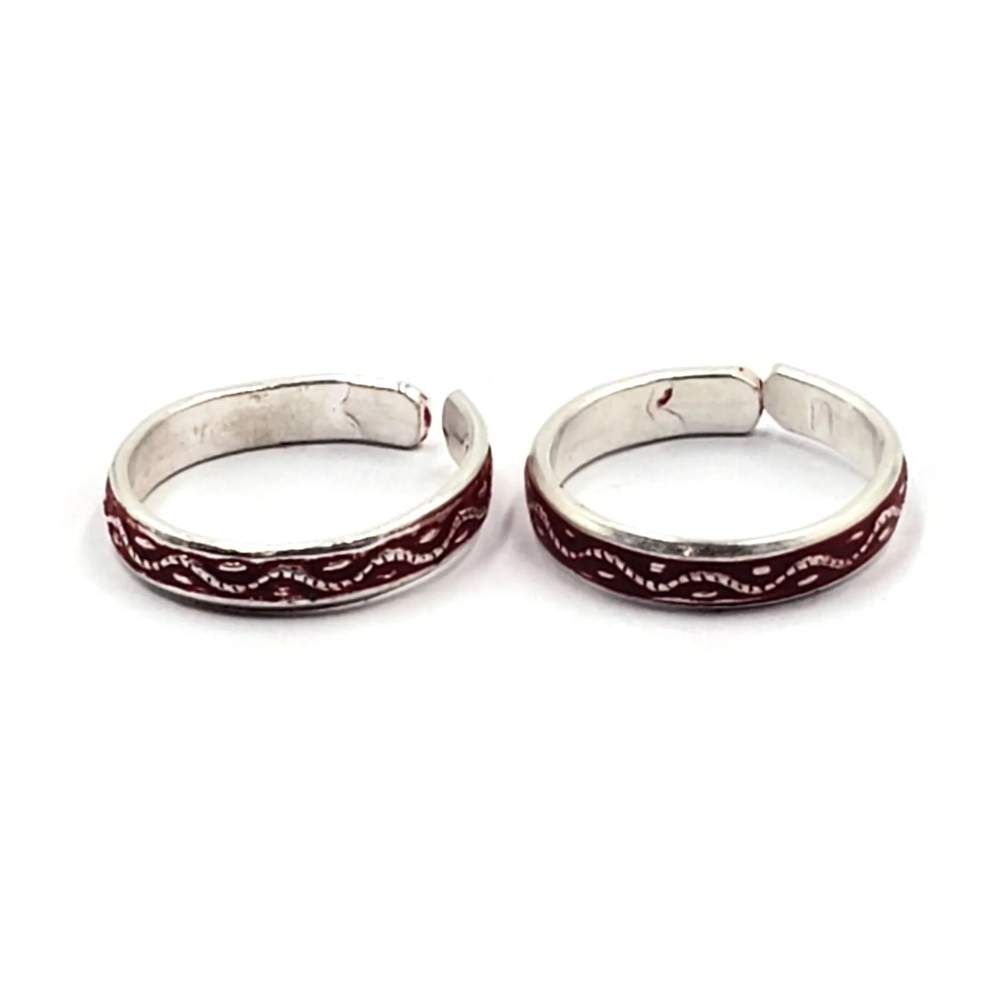 925 Sterling Silver Multicolor Toe-rings - Design #18