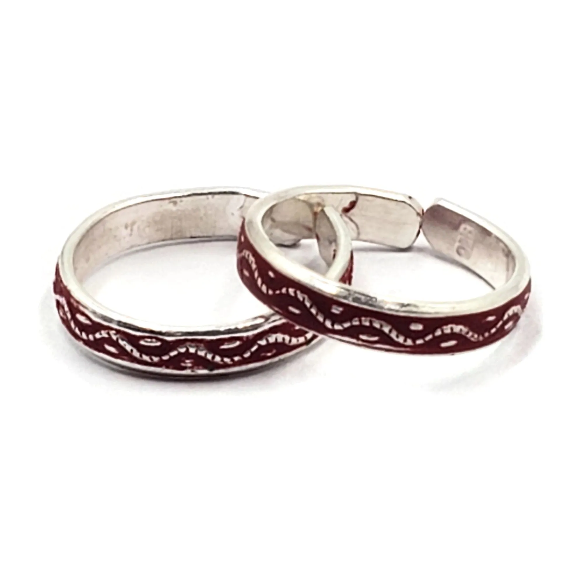 925 Sterling Silver Multicolor Toe-rings - Design #18