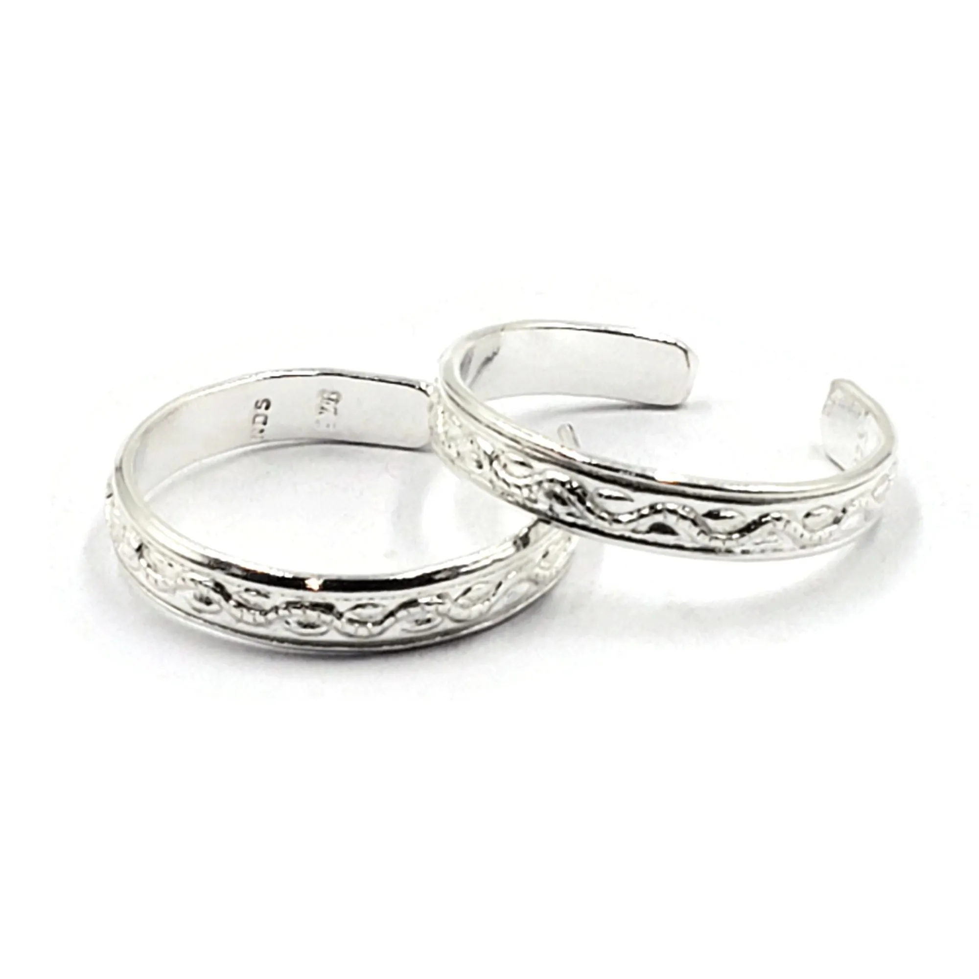 925 Sterling Silver Multicolor Toe-rings - Design #18