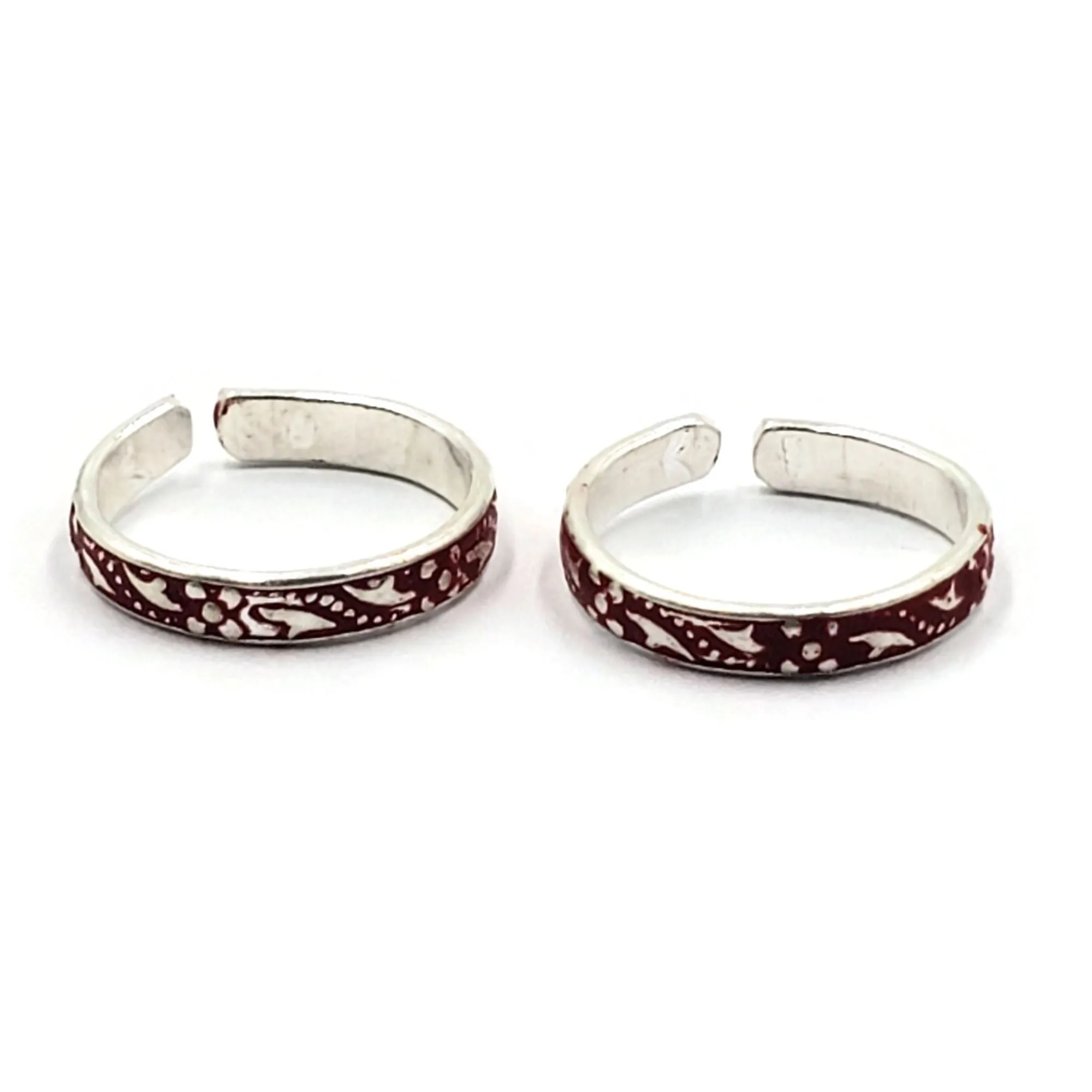 925 Sterling Silver Multicolor Toe-rings - Design #24
