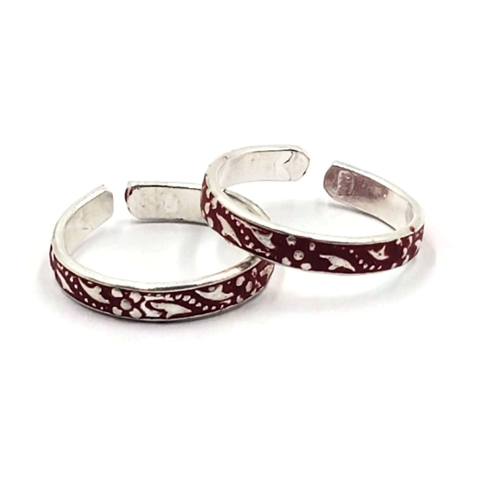 925 Sterling Silver Multicolor Toe-rings - Design #24