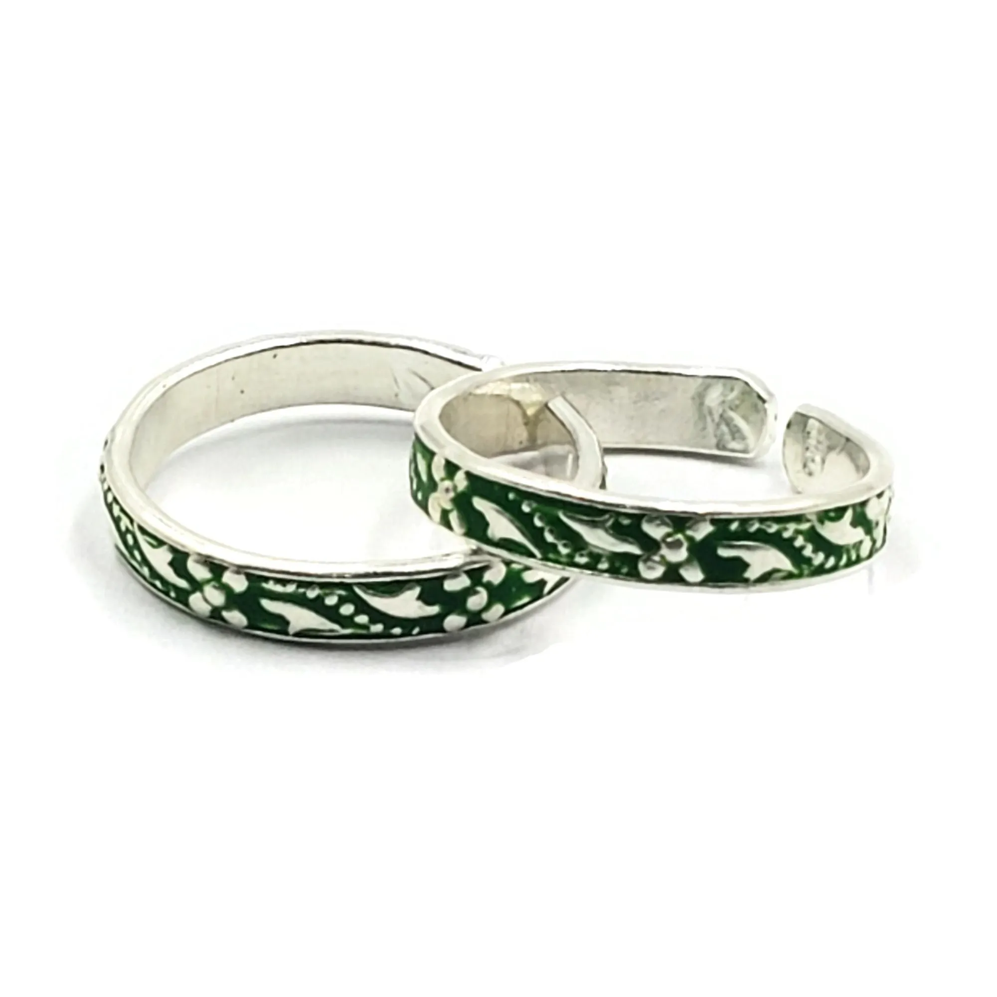 925 Sterling Silver Multicolor Toe-rings - Design #24
