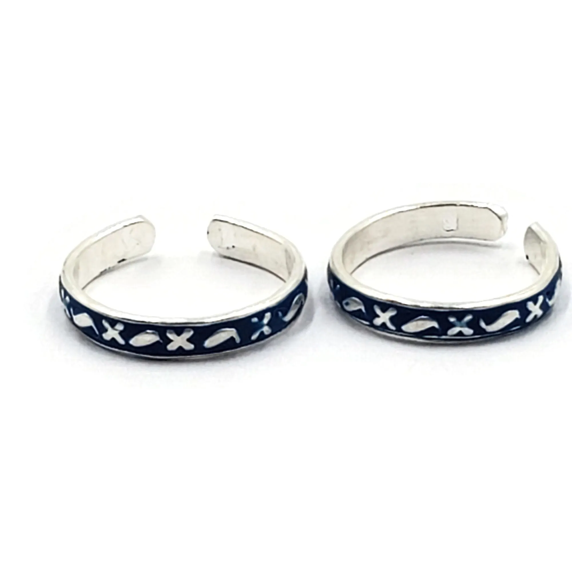 925 Sterling Silver Multicolor Toe-rings - Design #37