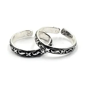 925 Sterling Silver Multicolor Toe-rings - Design #37