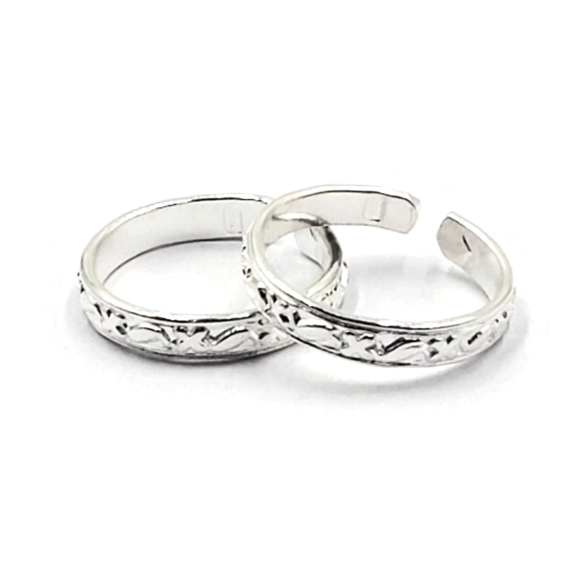 925 Sterling Silver Multicolor Toe-rings - Design #37
