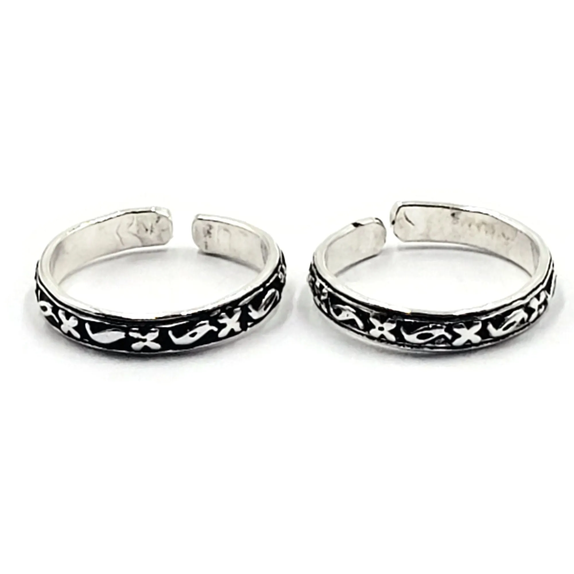 925 Sterling Silver Multicolor Toe-rings - Design #37