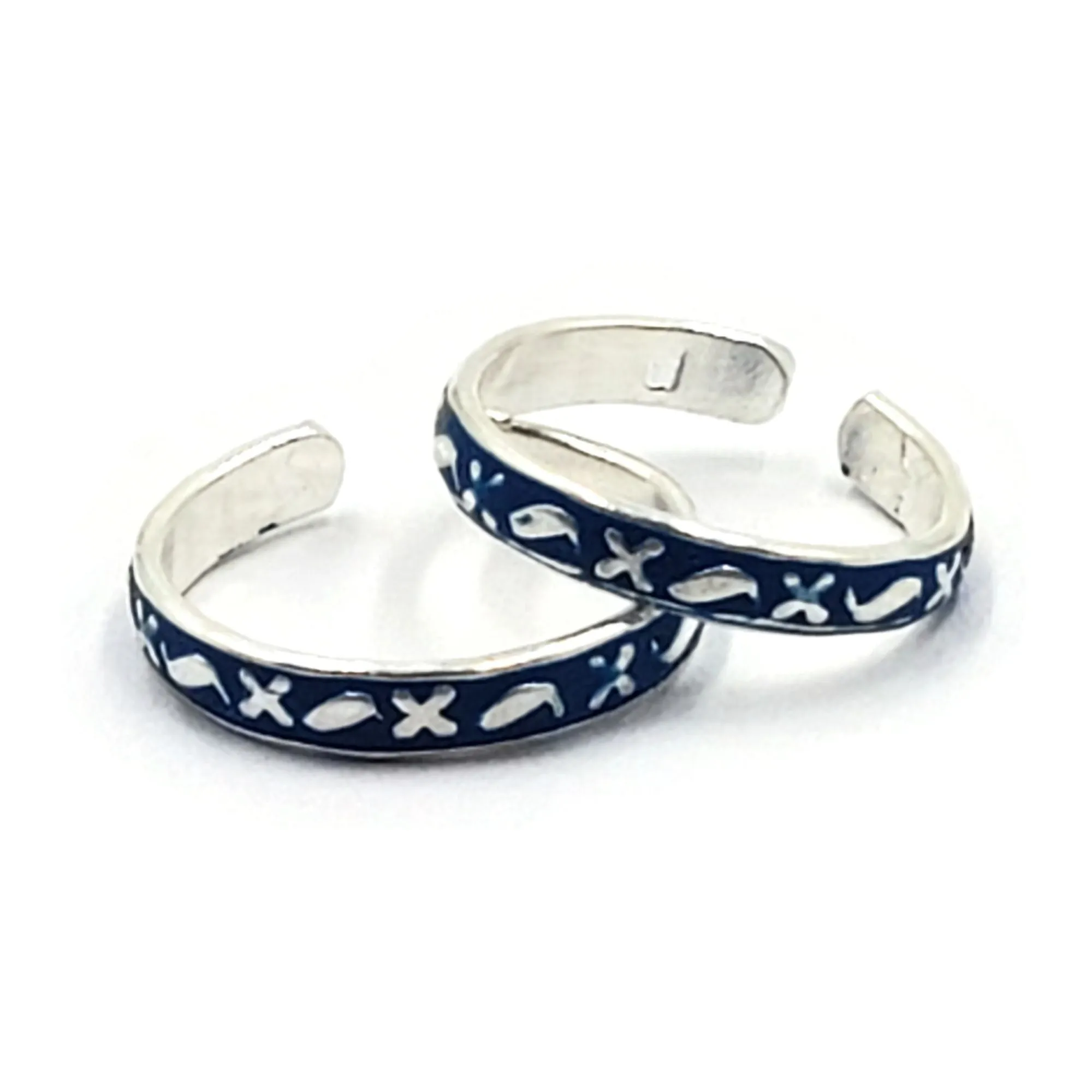 925 Sterling Silver Multicolor Toe-rings - Design #37