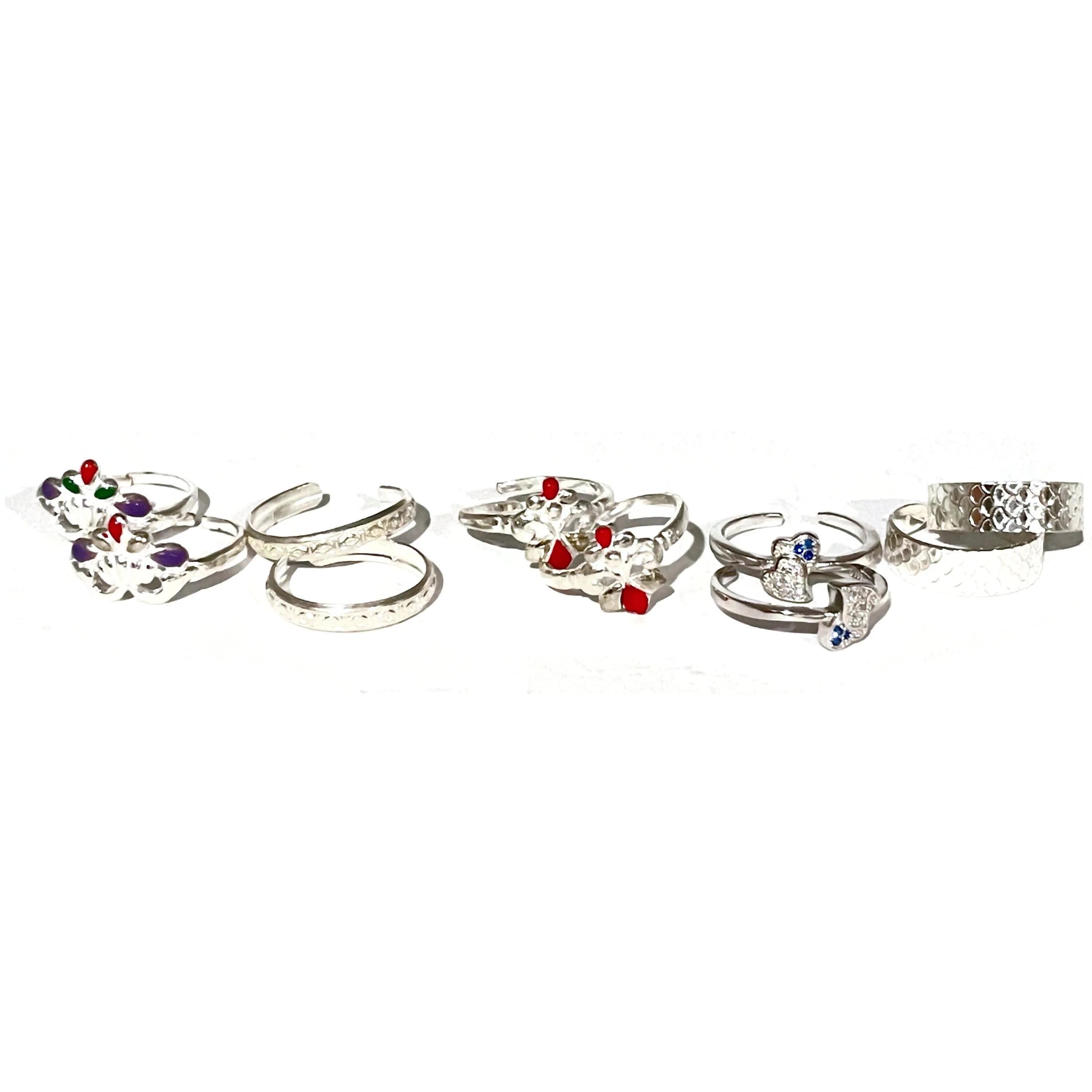 925 Sterling Silver Toe-rings (Set Of Five Pairs)- Set #06