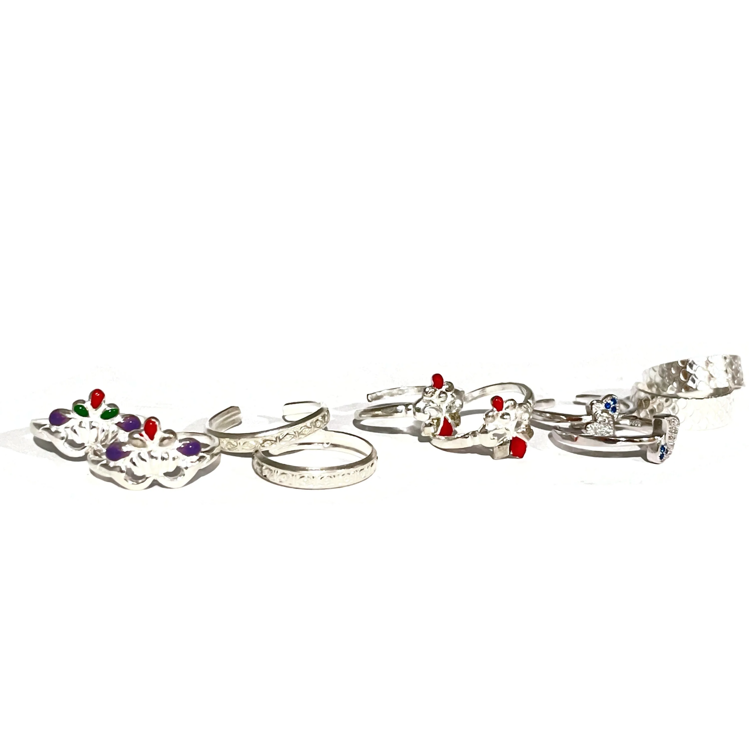 925 Sterling Silver Toe-rings (Set Of Five Pairs)- Set #06
