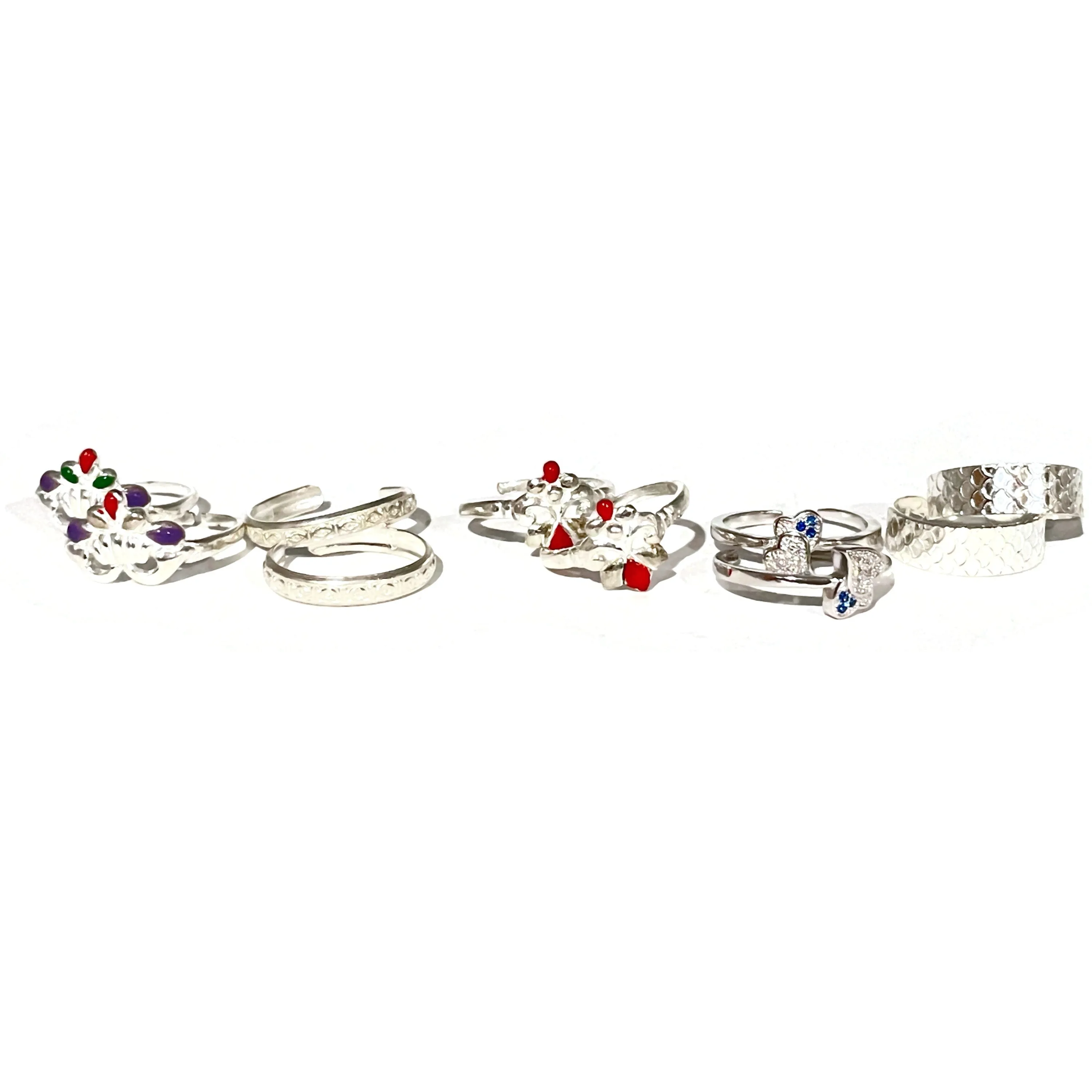 925 Sterling Silver Toe-rings (Set Of Five Pairs)- Set #06