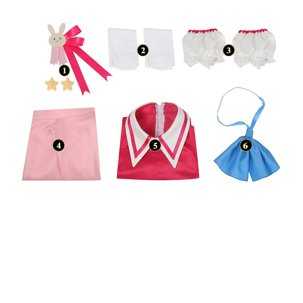 Ai Hoshino Oshi No Ko Cosplay Costume Red Dress Bunny Hairpin Performance Dress