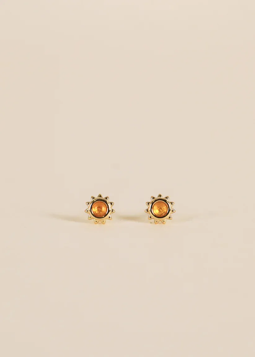 Amber Sun Stud Earrings