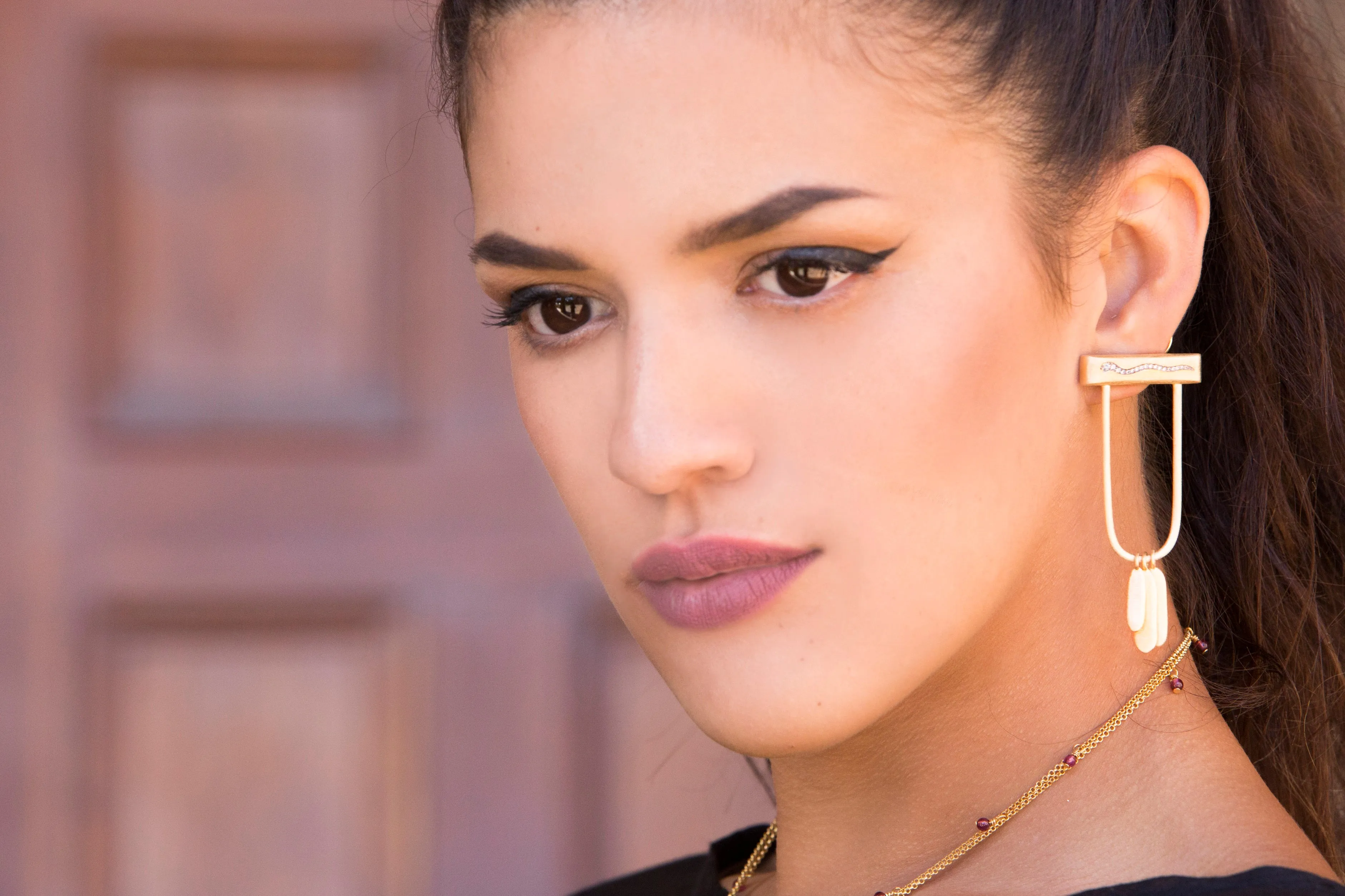 AMMANII Mix-and-Match Pavé Snake Drop Earrings in Vermeil Gold