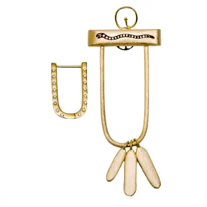 AMMANII Mix-and-Match Pavé Snake Drop Earrings in Vermeil Gold