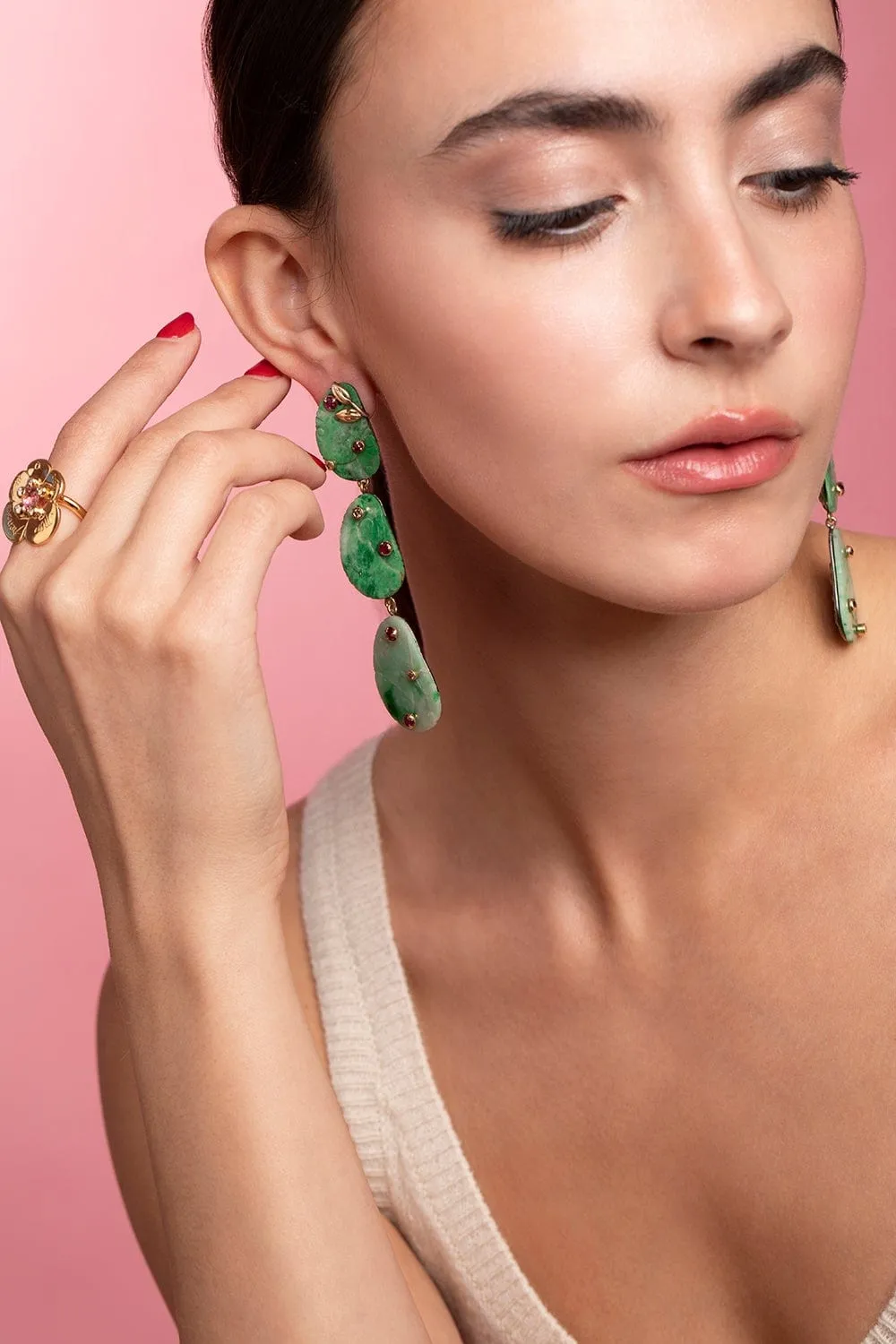 Cascade Long Jade Earrings