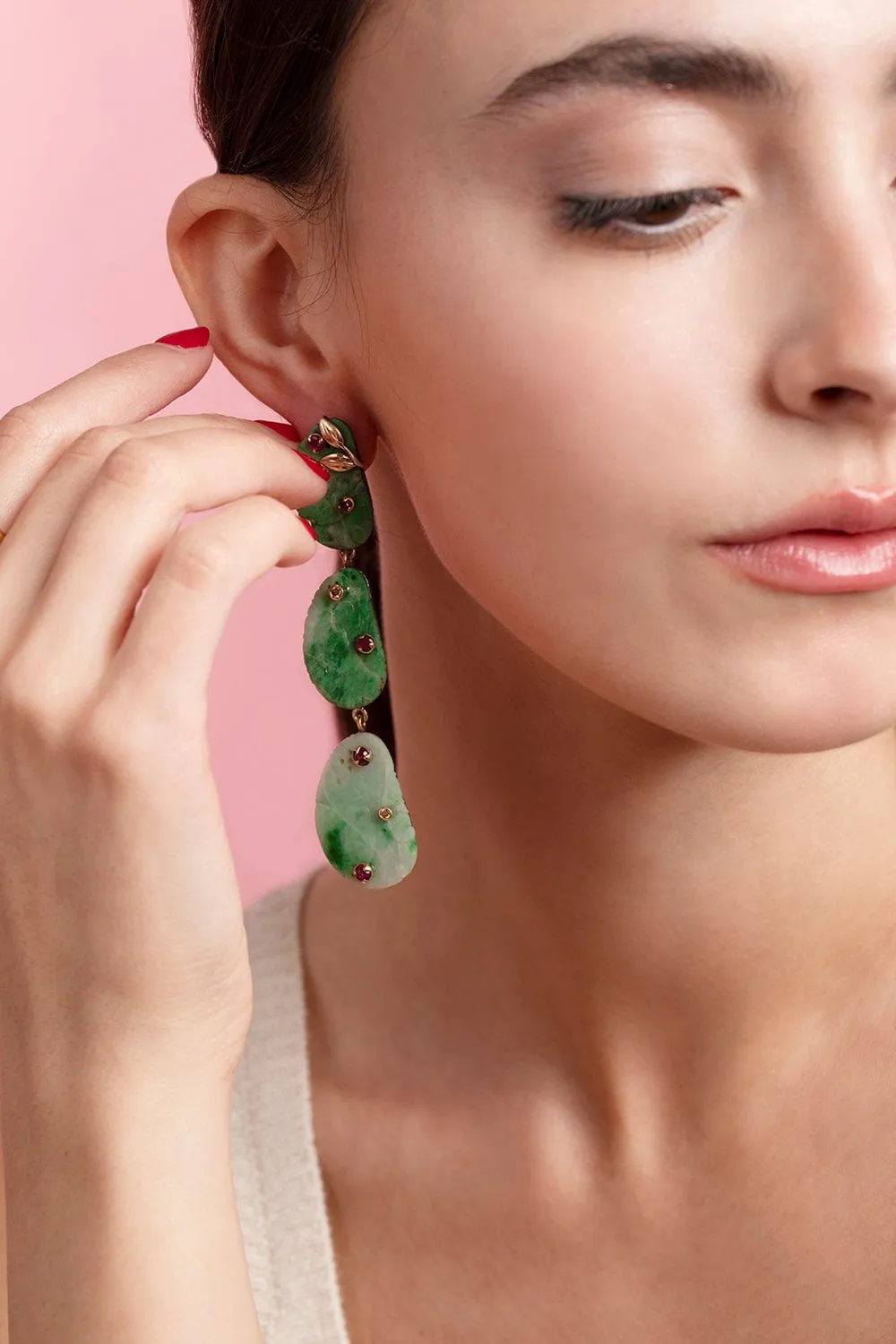 Cascade Long Jade Earrings