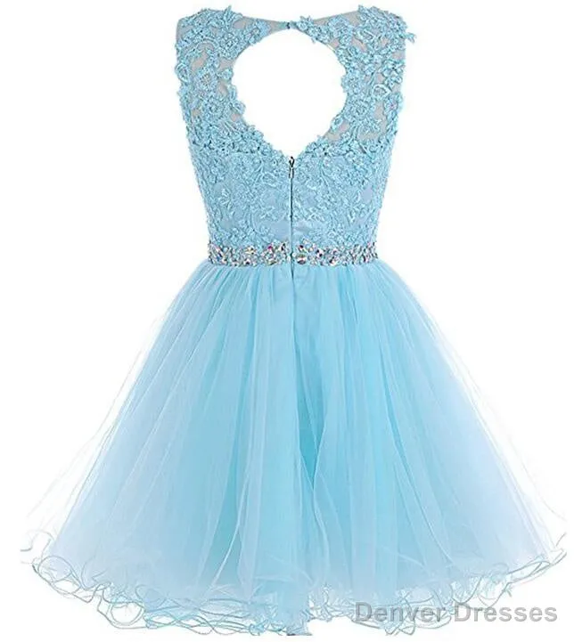 Charming Light Champagne Short Lace Beaded Party Dress, Tulle Homecoming Dress, Formal Dress