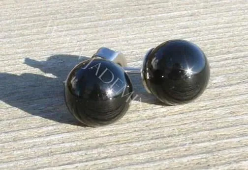 Earrings, 1716 Black Jade