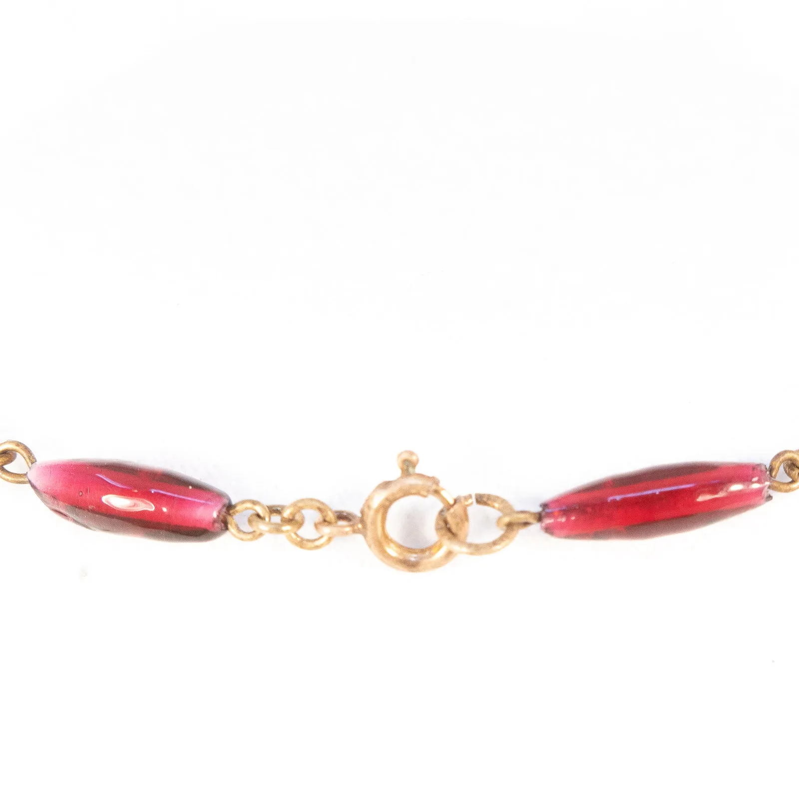Garnet Colored Glass Necklace Czechoslovakia