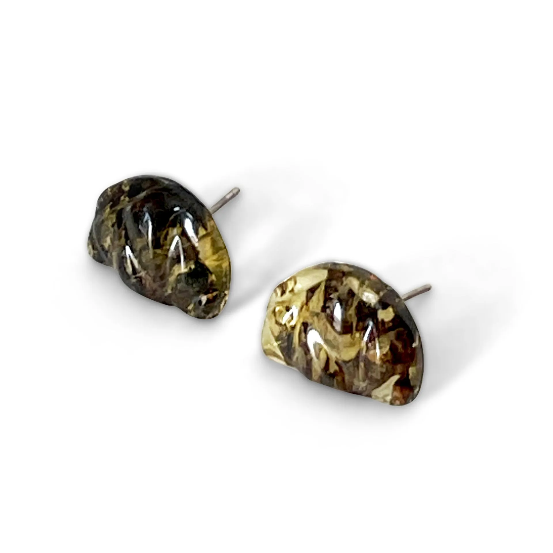 Gradient Yellow Geniune Amber Stud Earrings