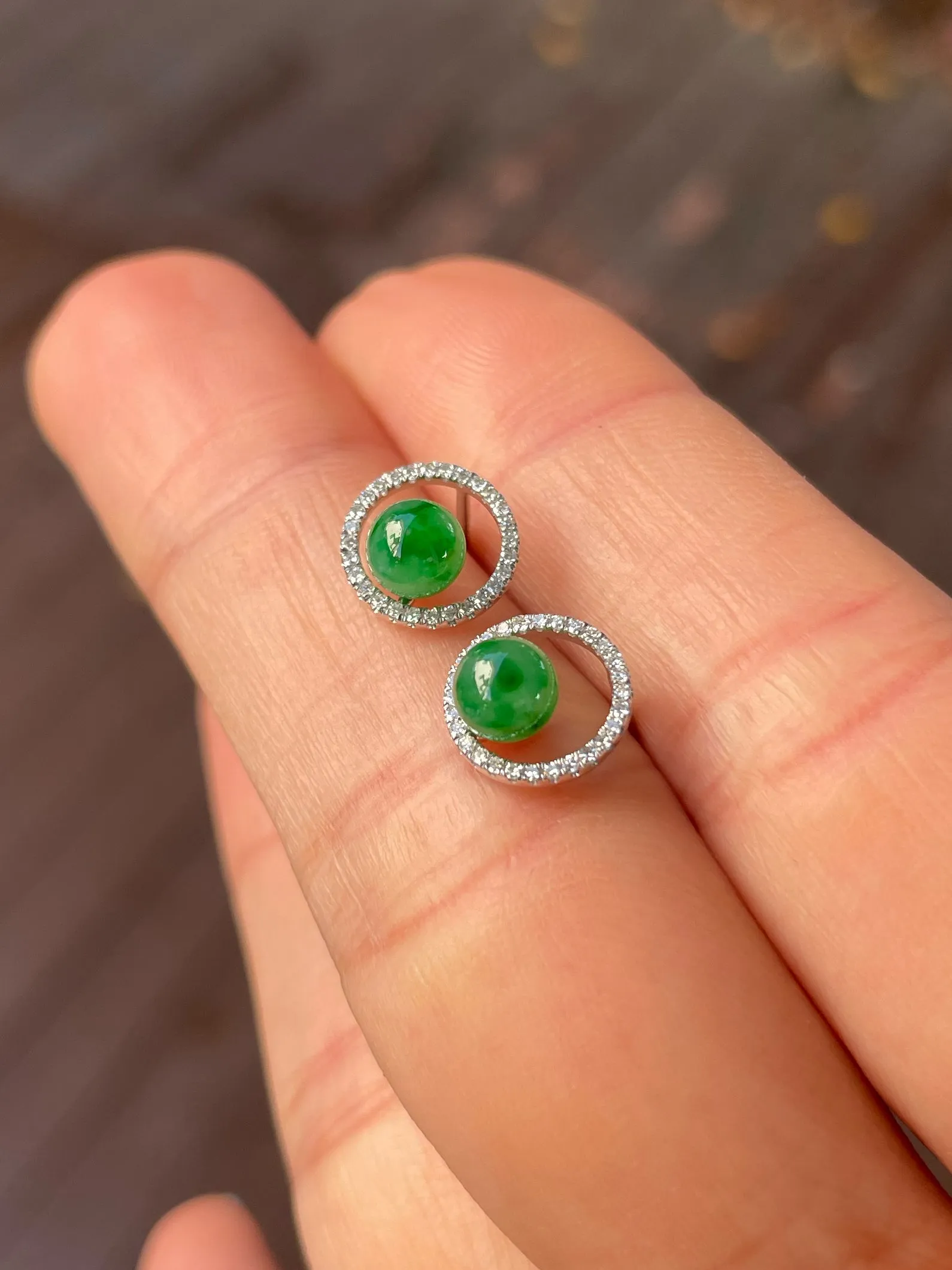 Green Jade Ball Earrings (NJE202)
