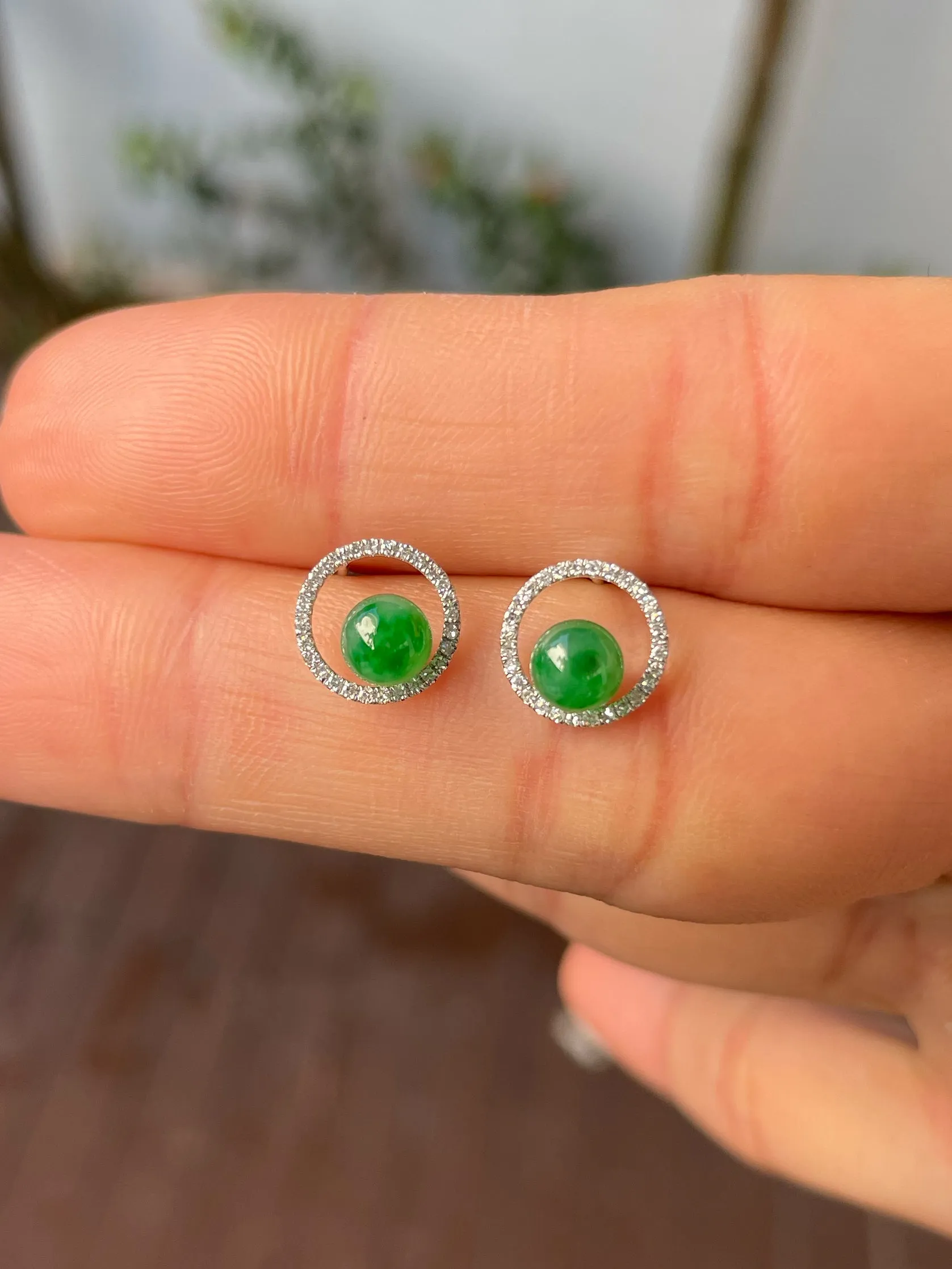 Green Jade Ball Earrings (NJE202)