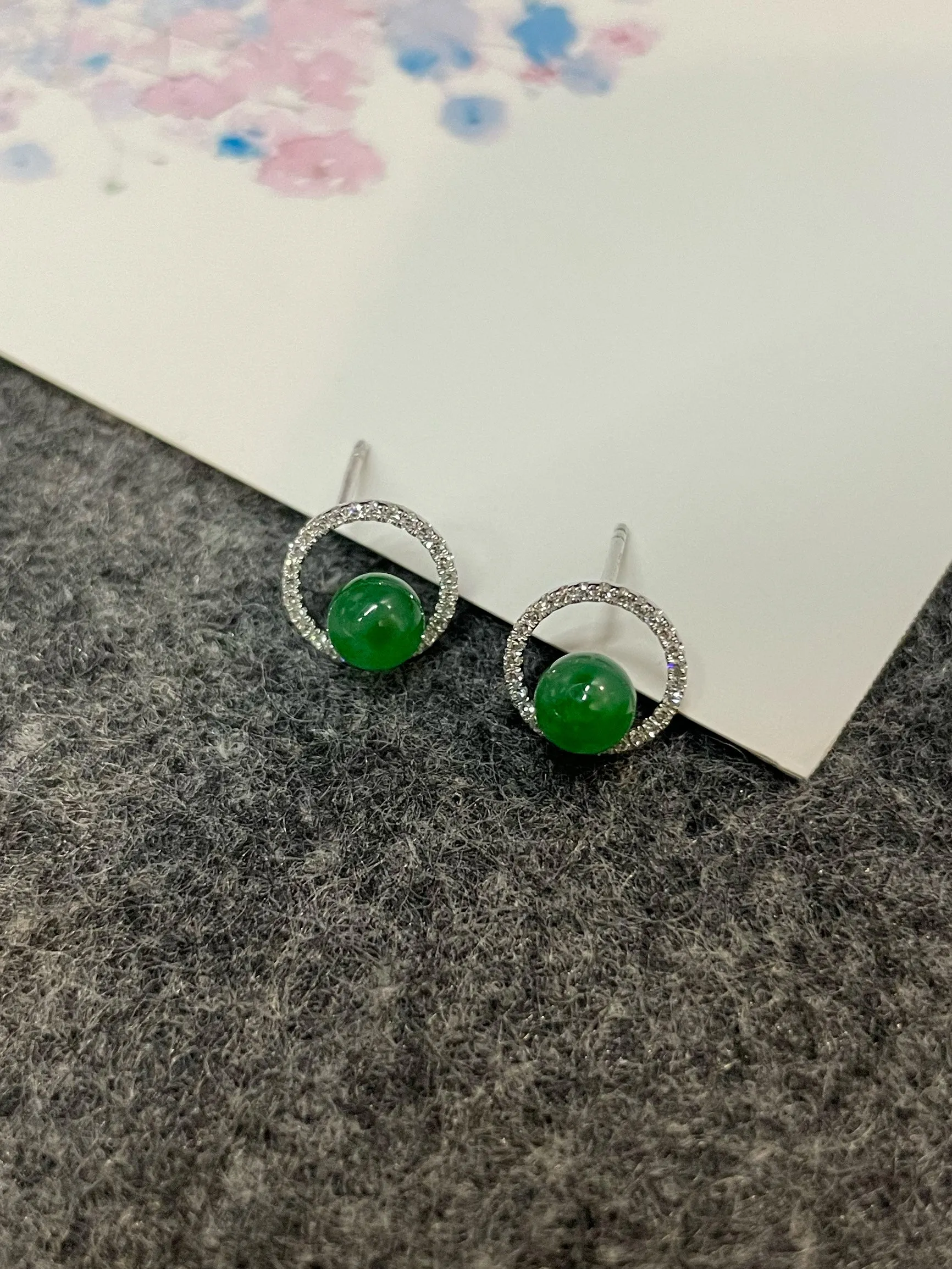 Green Jade Ball Earrings (NJE202)