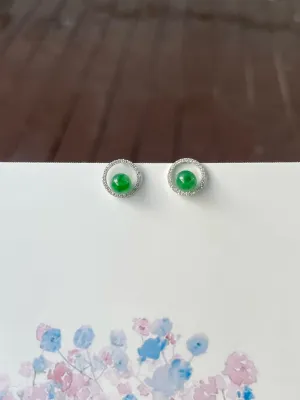 Green Jade Ball Earrings (NJE202)