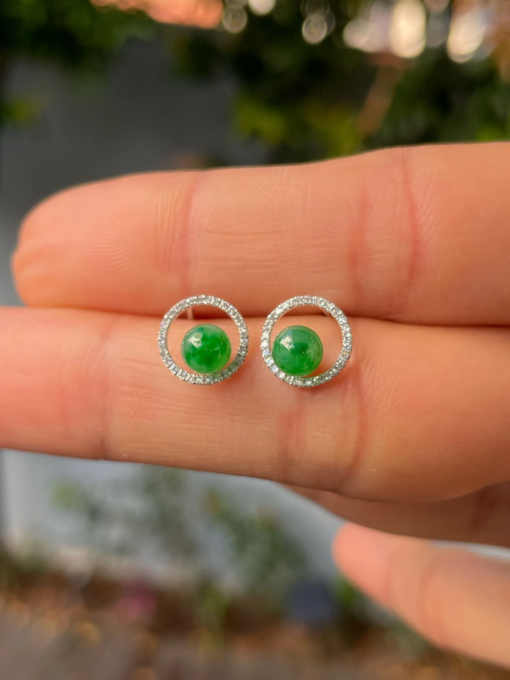 Green Jade Ball Earrings (NJE202)