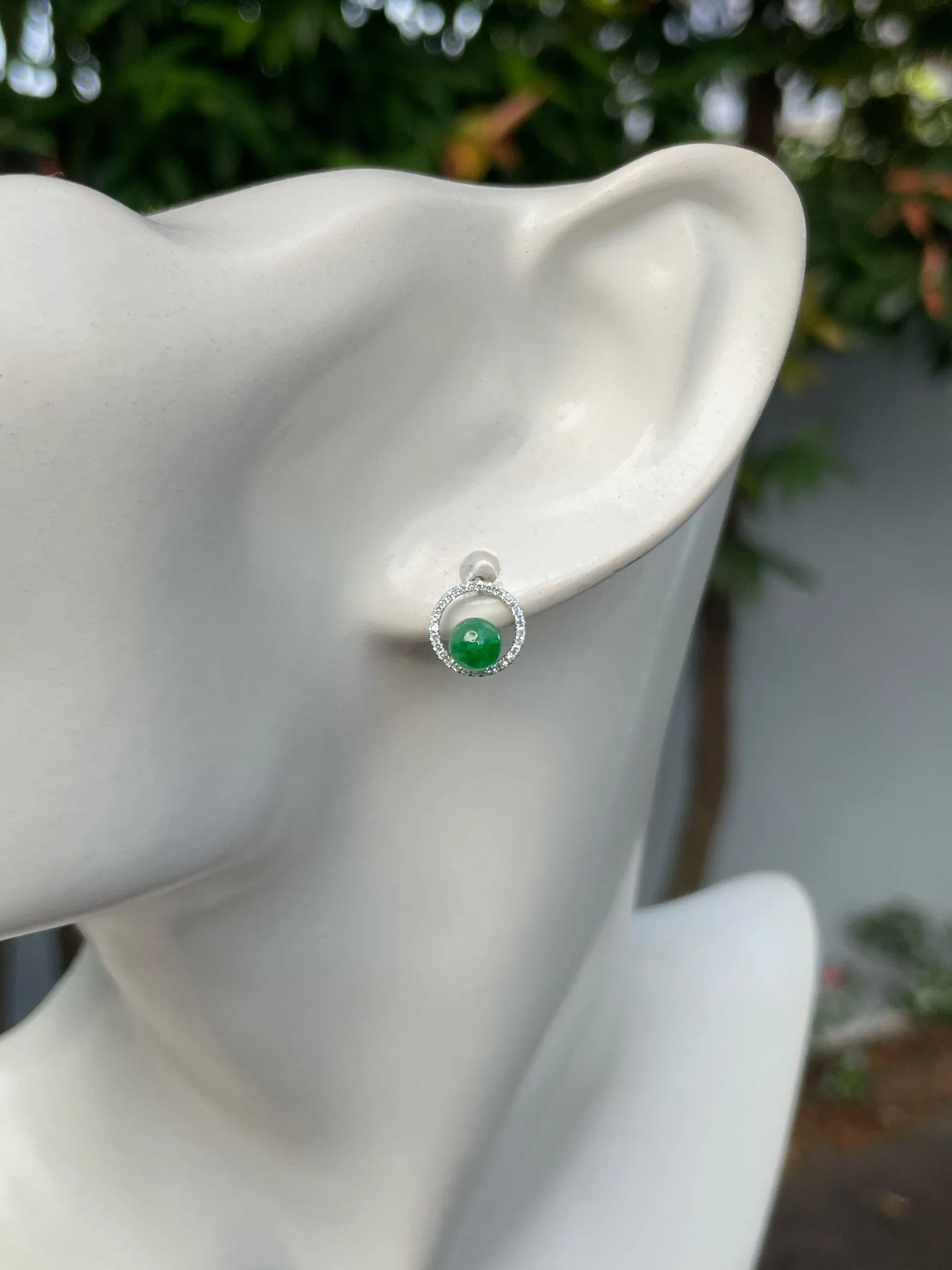 Green Jade Ball Earrings (NJE202)