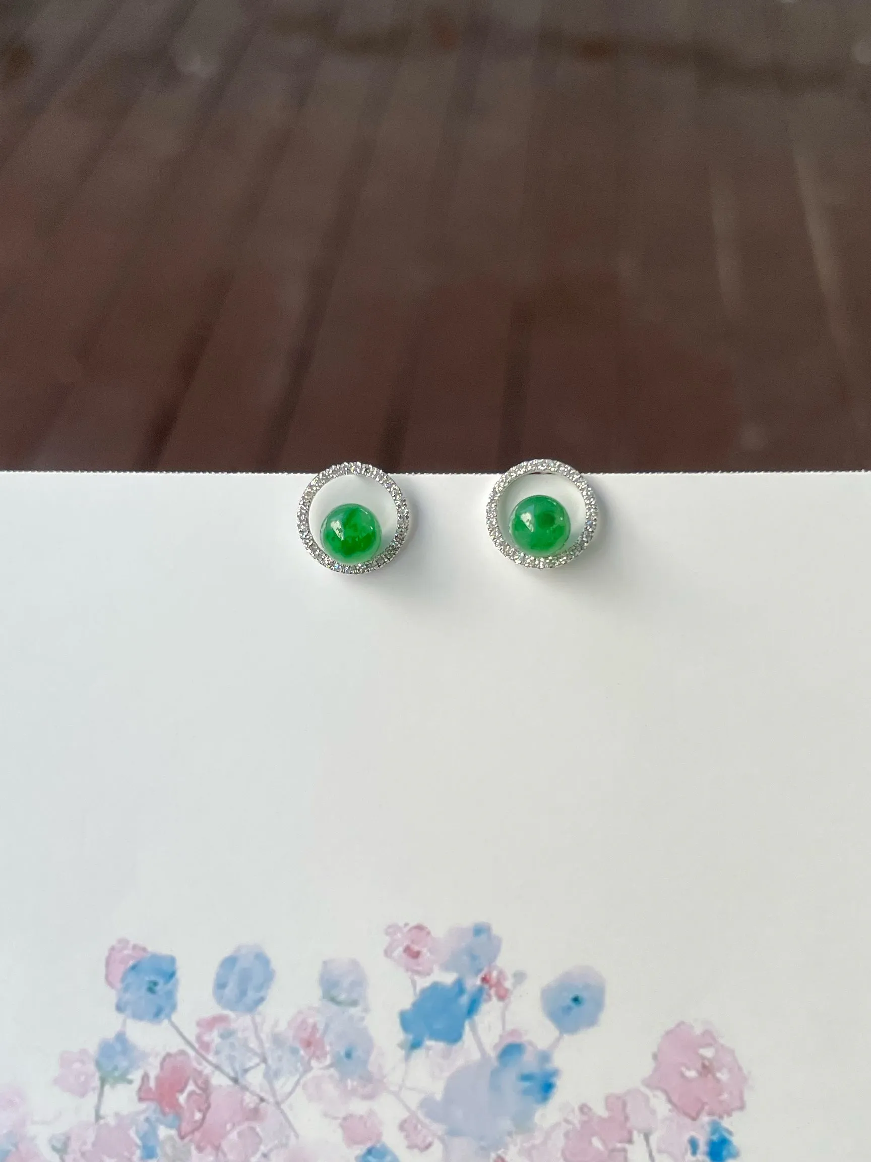 Green Jade Ball Earrings (NJE202)