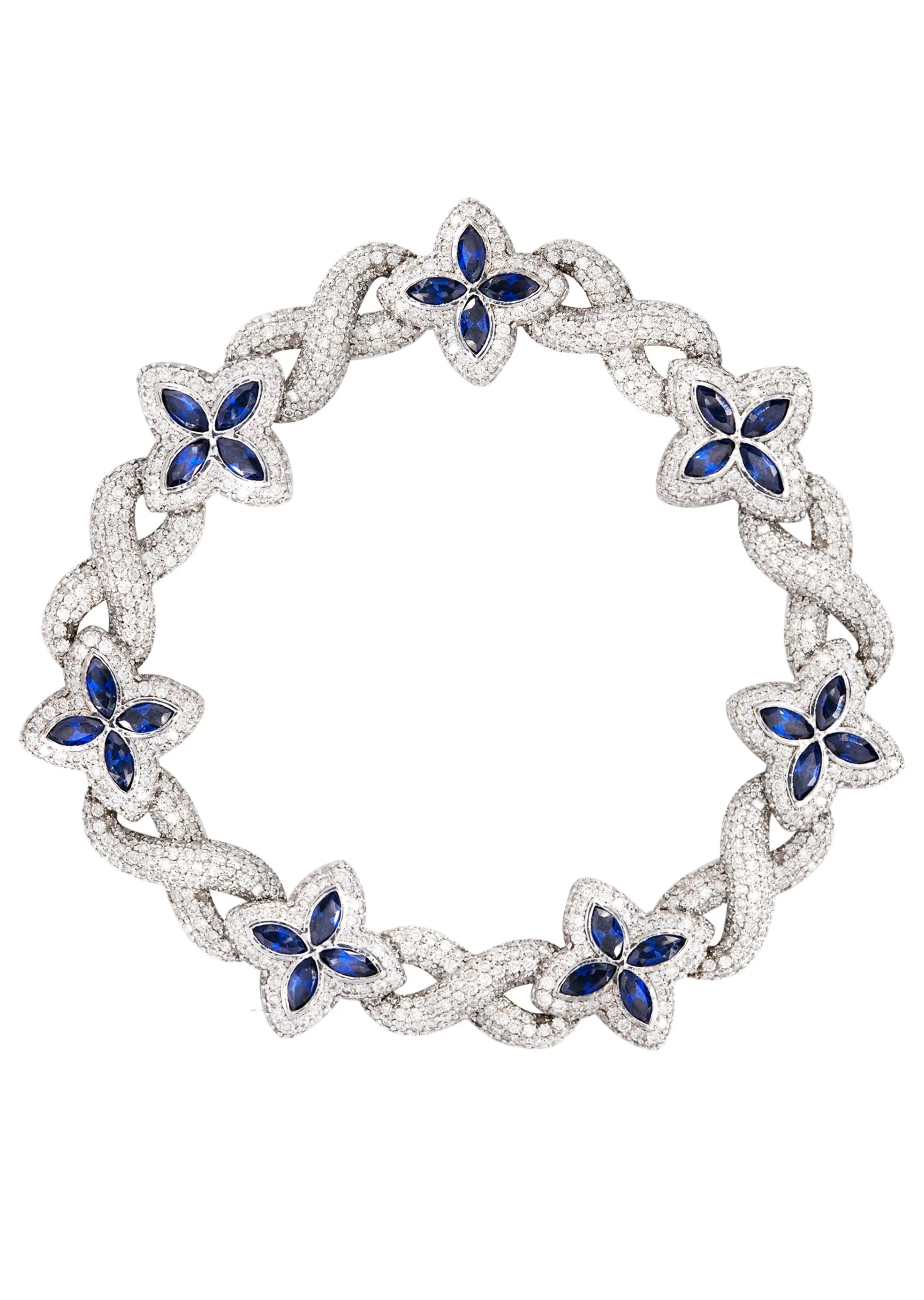 High End Jewelry - Iced Out Diamond Sapphire Bracelet
