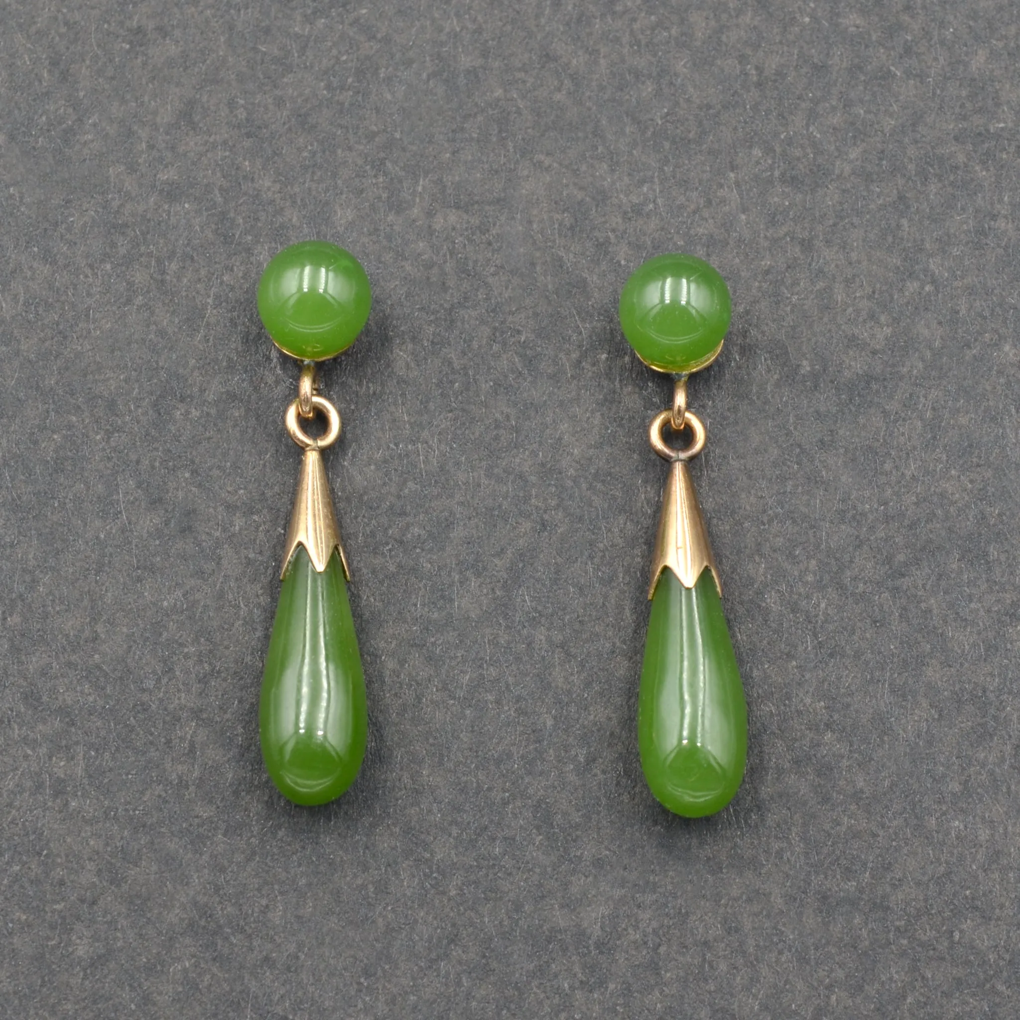 Jade and Gold Drop Earrings