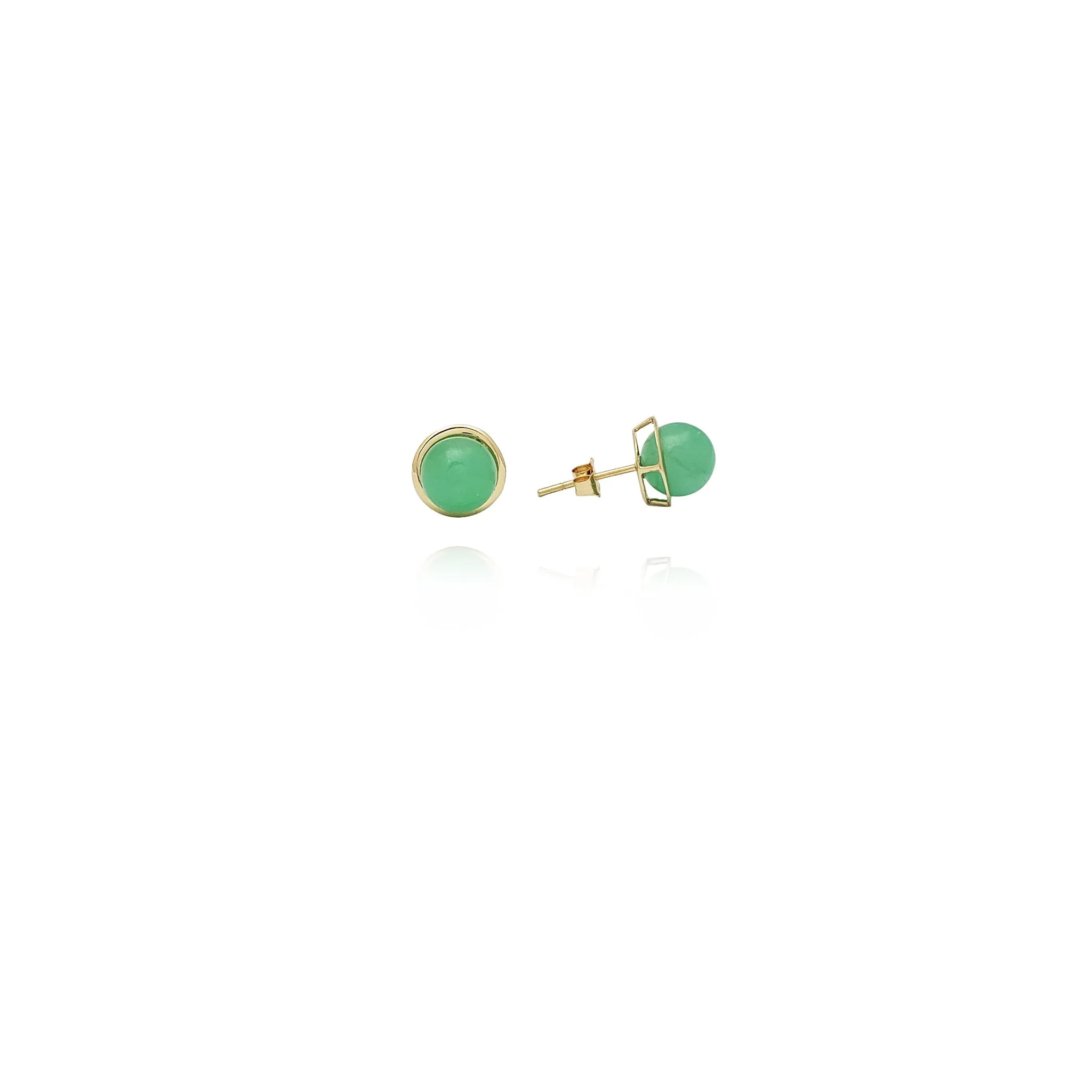 Jade Bead Basket Earrings (14K)