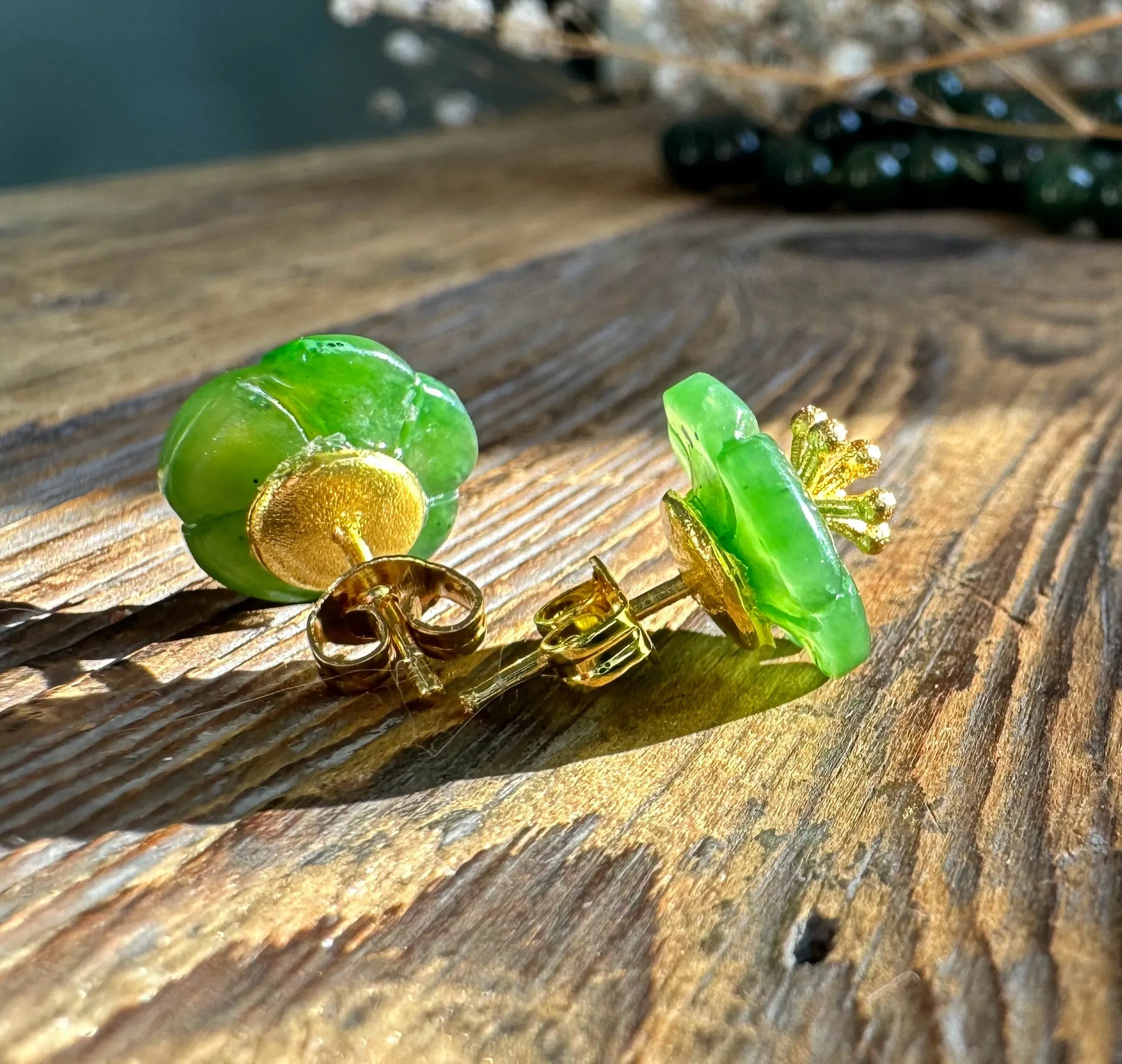 Jade Flower Earrings - #504